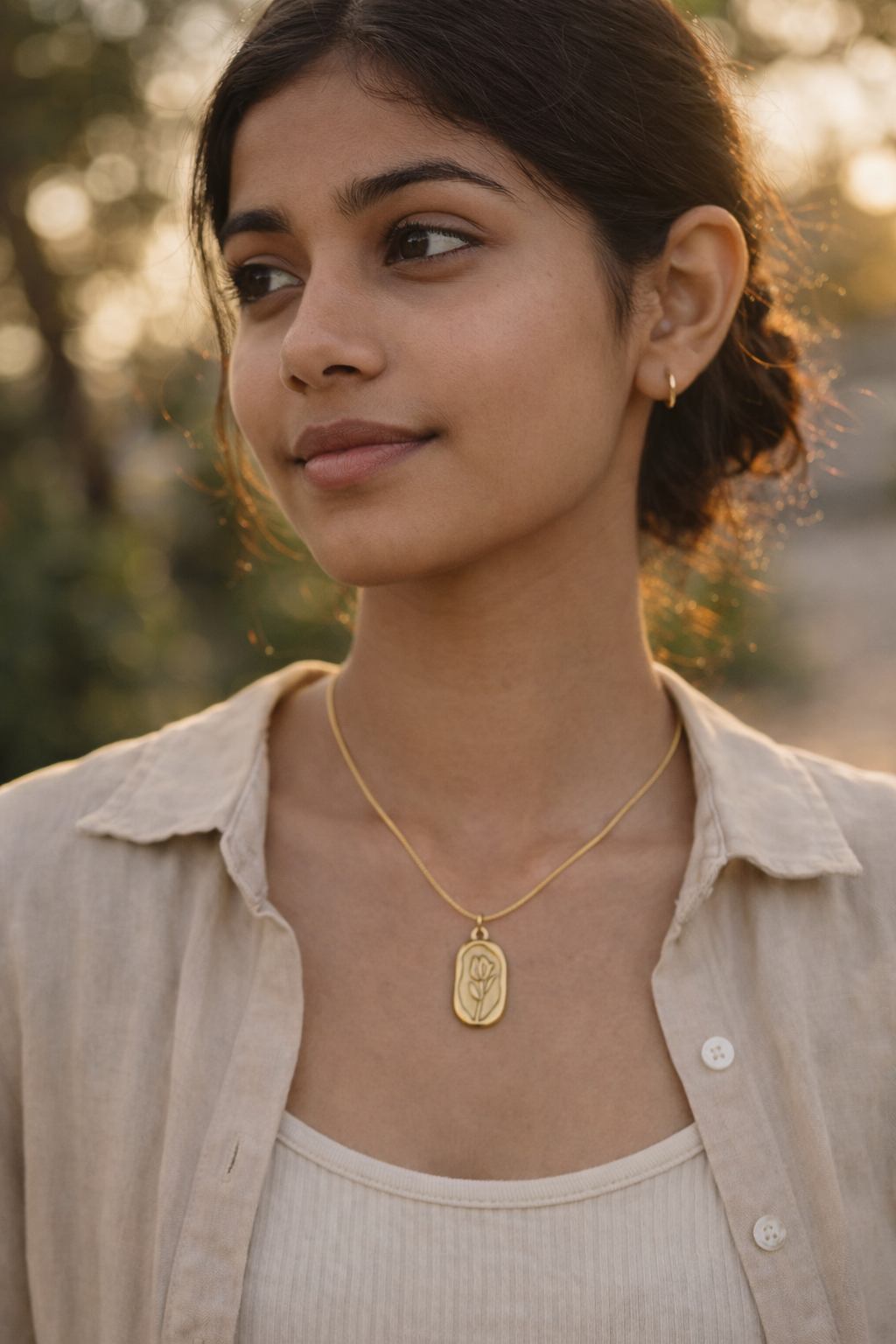 Golden Rose Charm Pendant