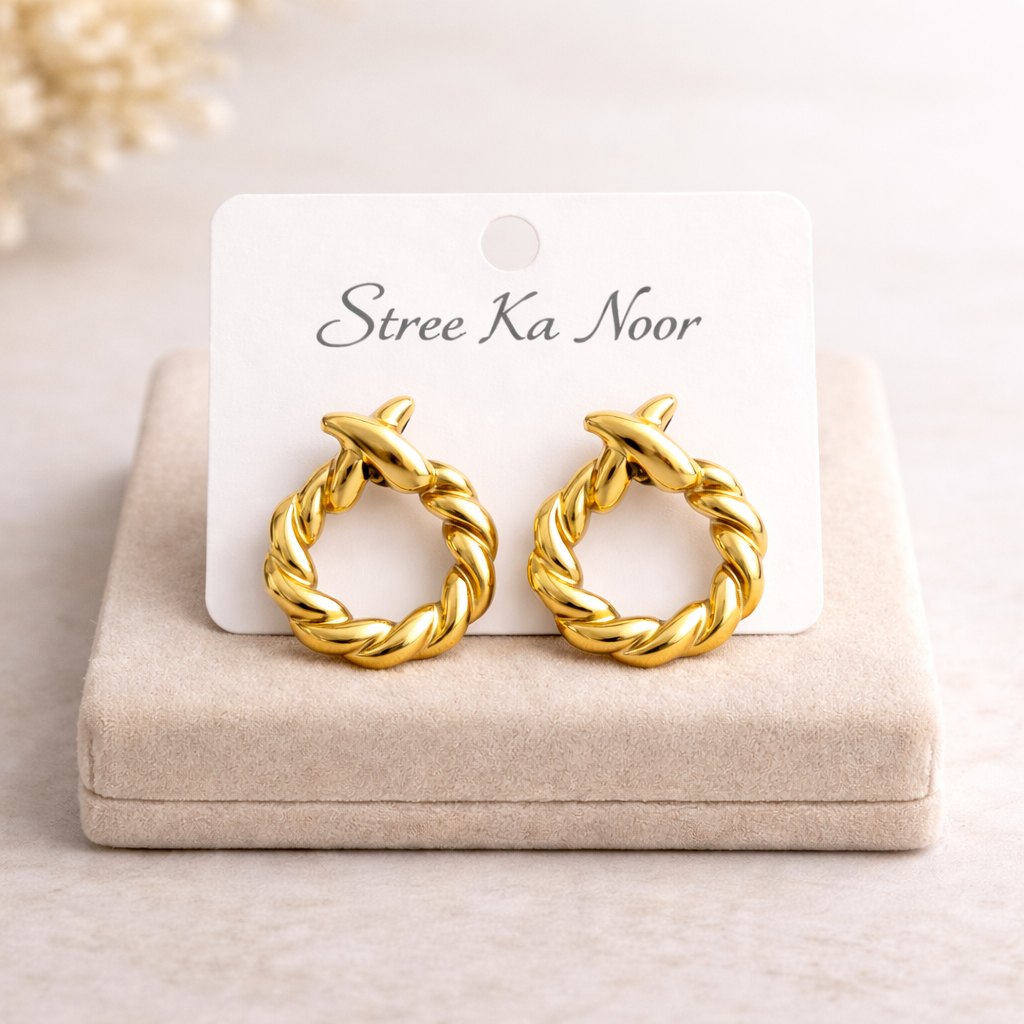 Golden Twist Hoops