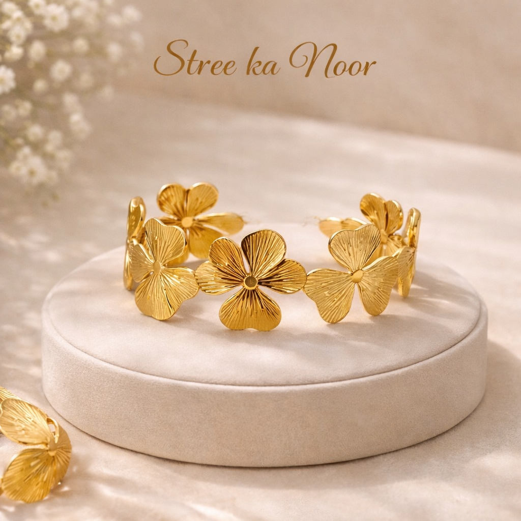 Golden Blossom Cuff Bracelet