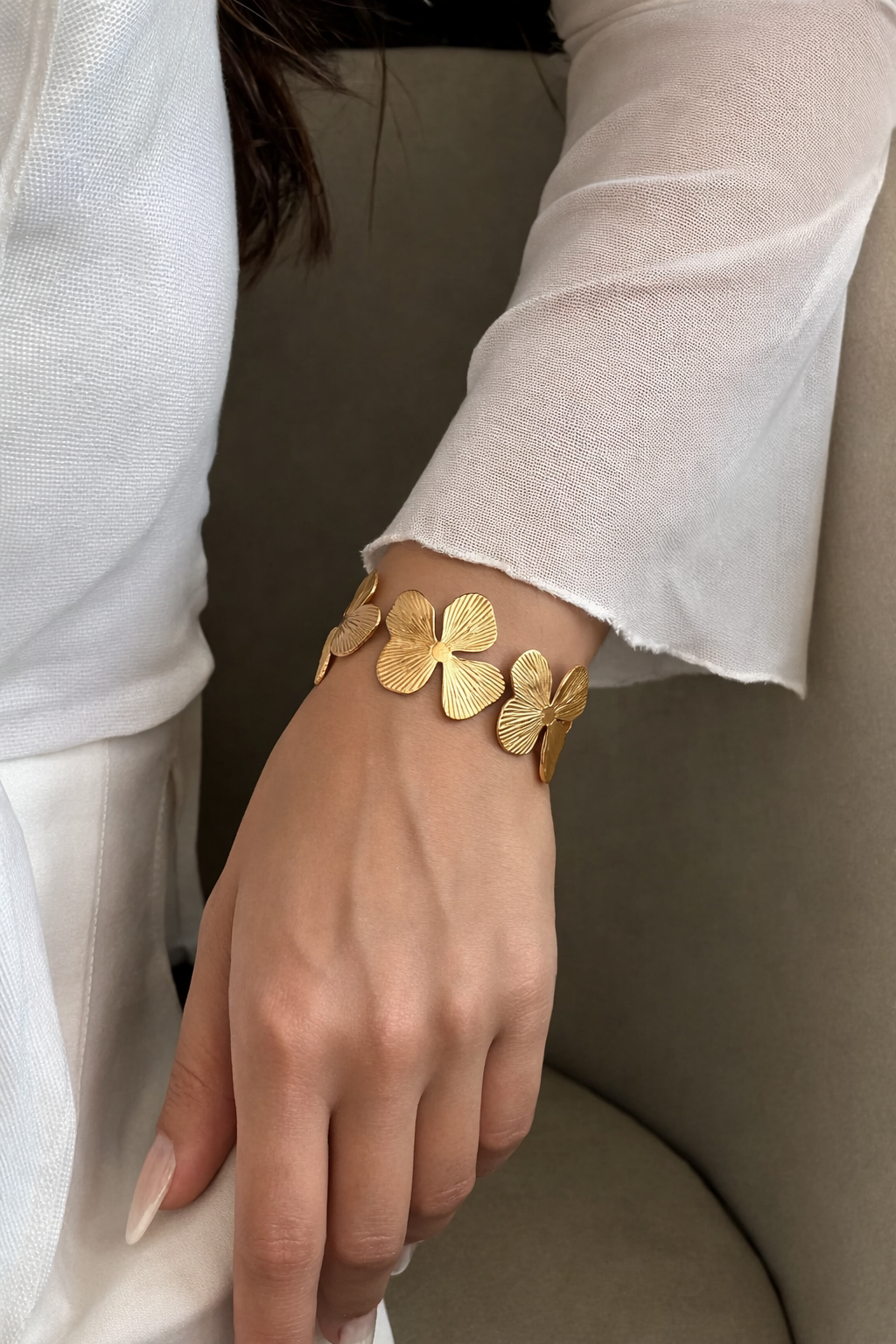 Golden Blossom Cuff Bracelet